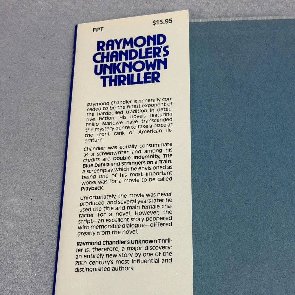 Vintage 1985 Raymond Chandler's Unknown Thriller The Screenplay of Playback HC/D